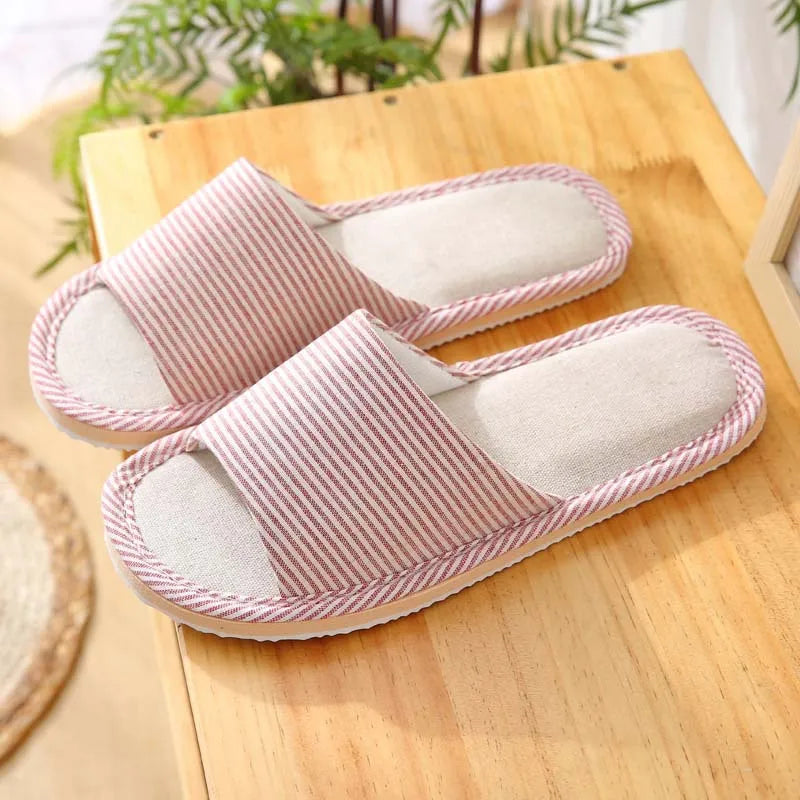 Four Season Linen Home Slippers Women Indoor Bedroom Women House Slides Autumn Unisex Lovers Shoes Adults Outdoor Casual Sandals