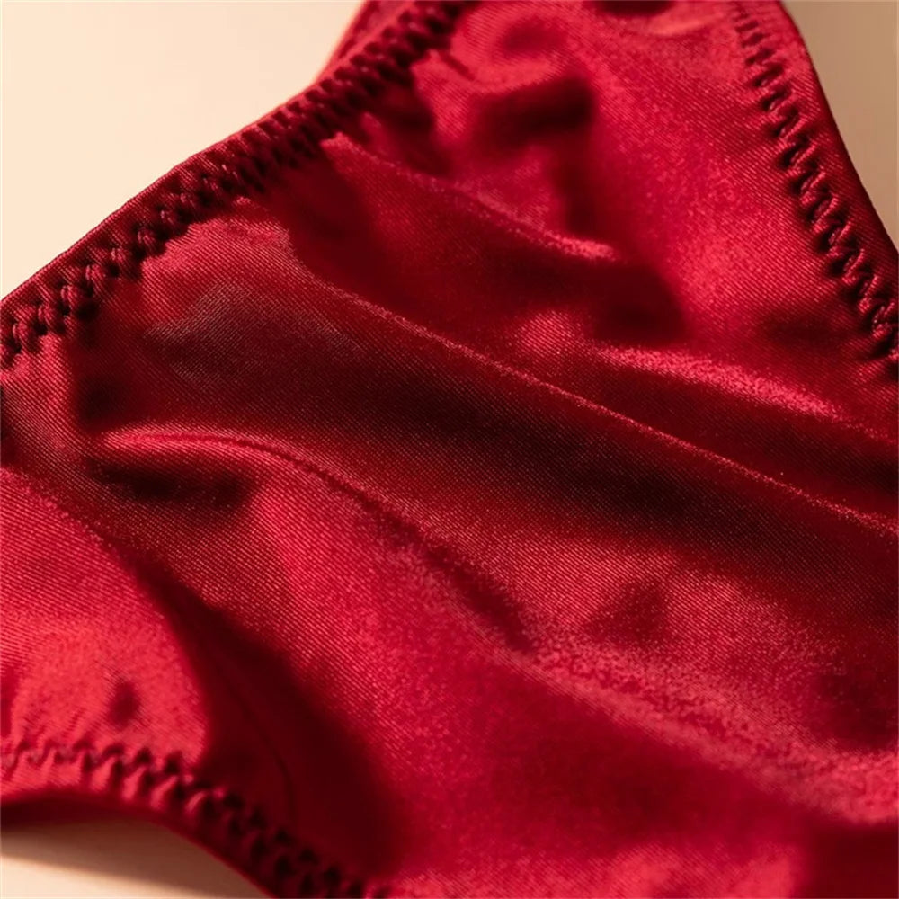 Wine Red/Leopard Sexy Shinning Rhinestone Thong Women's Seamless Underwear Sexy Sports Ladies Plus-size T-back Panties
