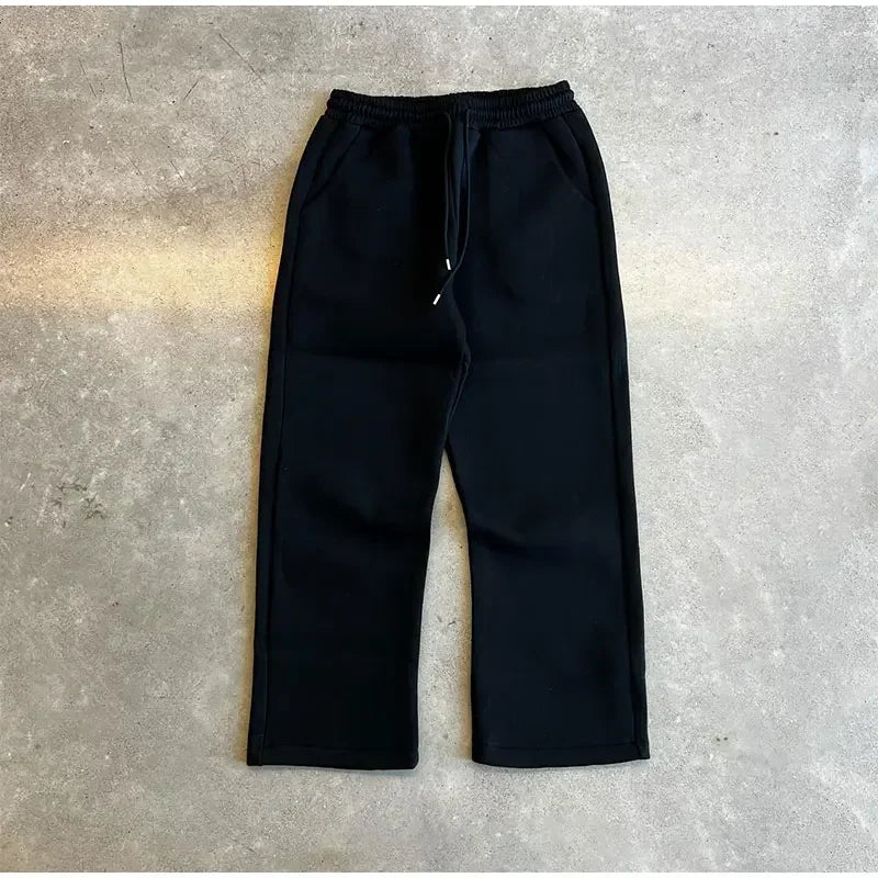 2026 New Cross-Border Autumn/Winter Cargo Pants, Solid Color, High Waist, Slimming Design, Pockets, Straight Leg, Wide Leg, Loos