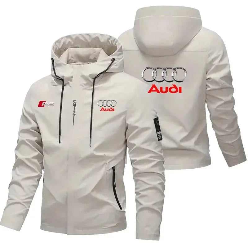Winter/autumn sport coat suitable for Audi fans (with a hood), suitable for both men and women, casual sport outfit, strong wind