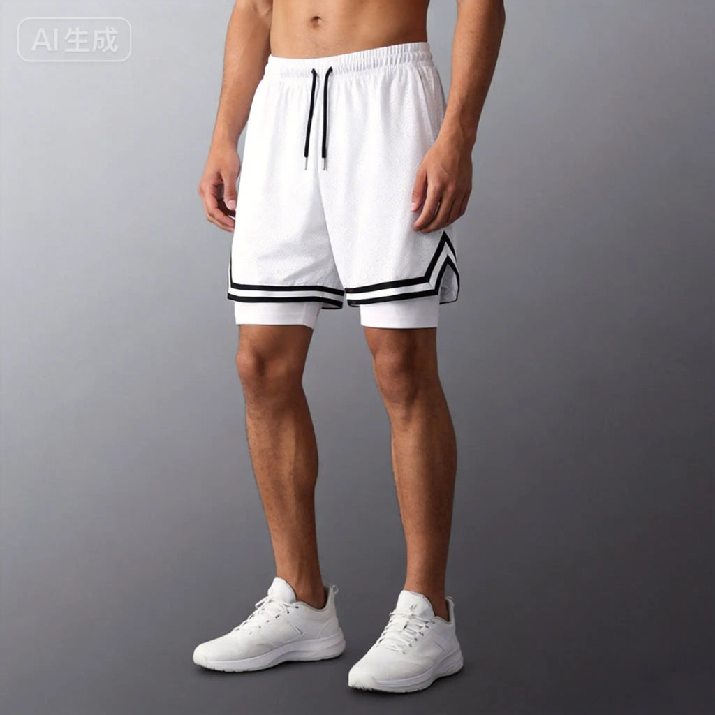 1pcs Men Basketball Sport Shorts Boy Gym Running Short Male 2 In 1 Quick Dry Workout Training Fitness Mesh Breathable Short Pant