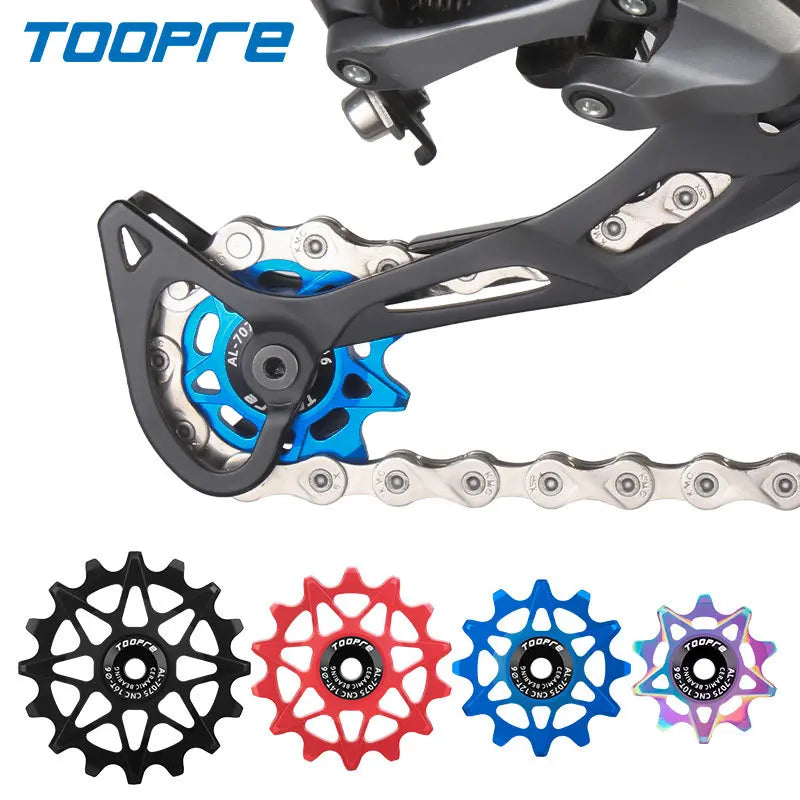 TOOPRE 10T/12T/14T/16T Bicycle Rear Derailleur Ceramic Jockey Wheel Pulley Wheel for Mountain Road Bike Lightweight Low Friction