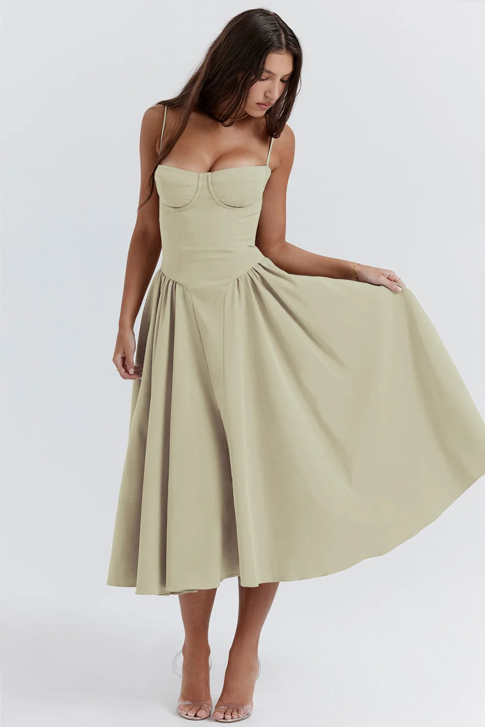 Summer Sexy Tube Top Waisted Camisole Dress Women Elegant Sleeveless Backless Pleated Female Party Evening Dresses
