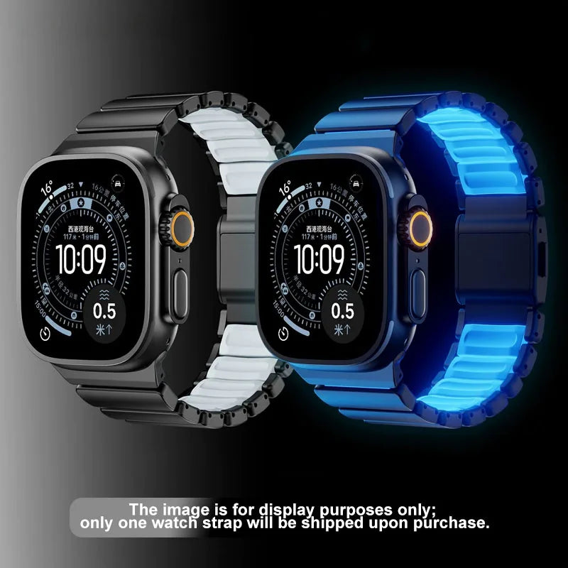 Titanium Metal Band For Apple Watch Ultra 3 11 10 9 8 7 SE 6 Liquid Silicone Magnetic Strap For iWatch 42mm 44mm 45mm 46mm 49mm