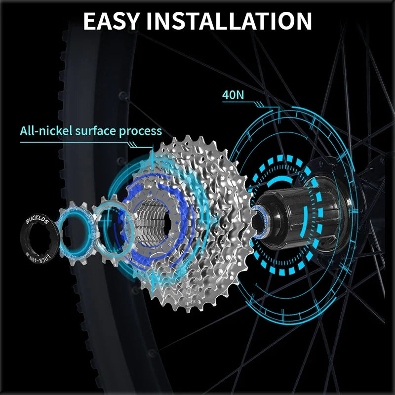 BUCKLOS Bike Cassette 8/9 Speed Bicycle Freewheel 11-25T/28T/32T/34T/36T/40T Road Mountain Bike Cassette for HG Hub Bicycle Part
