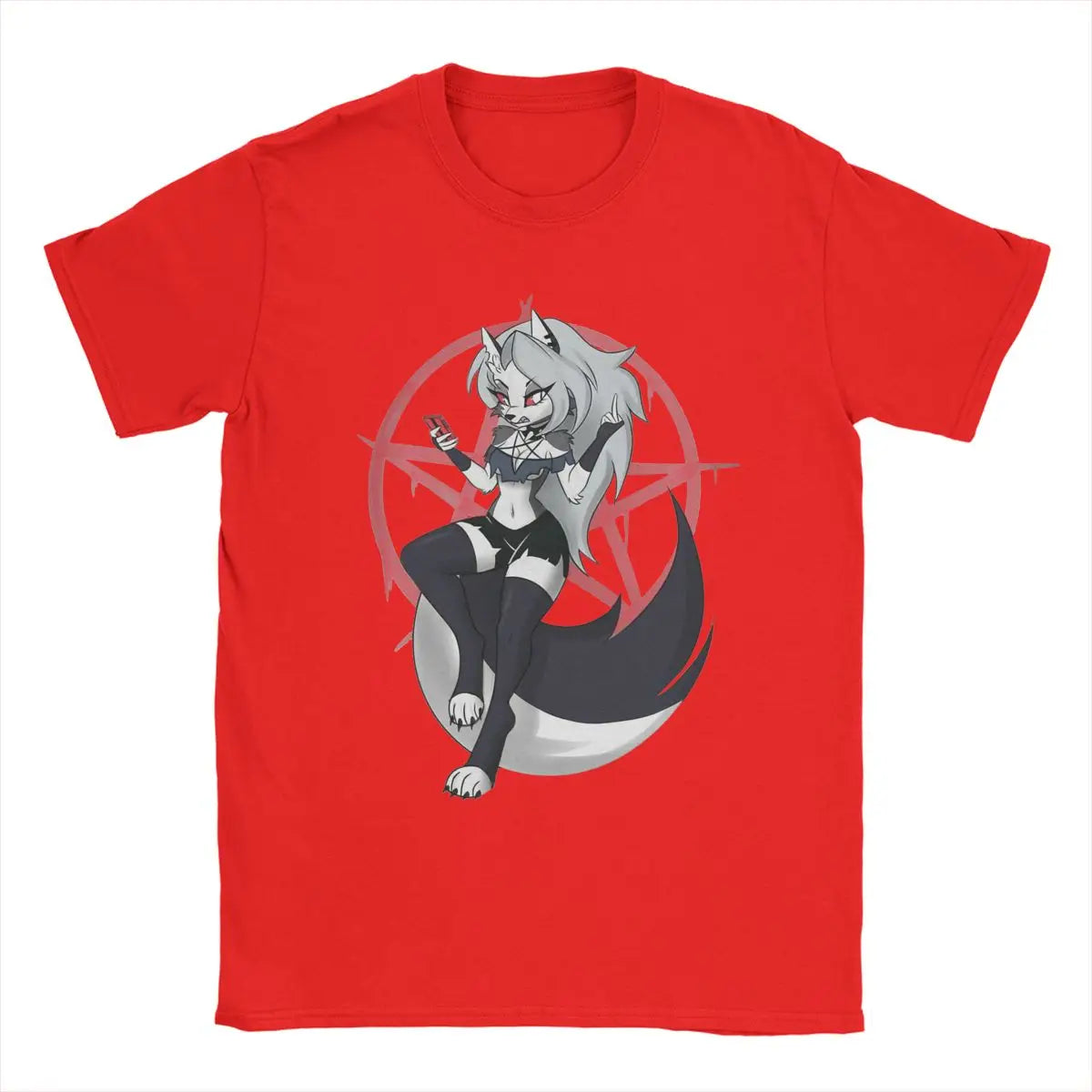 Men T-Shirts Cute Loona Funny Cotton Tee Shirt Short Sleeve Cartoon Helluva-Boss T Shirt Crewneck Clothes Gift Idea