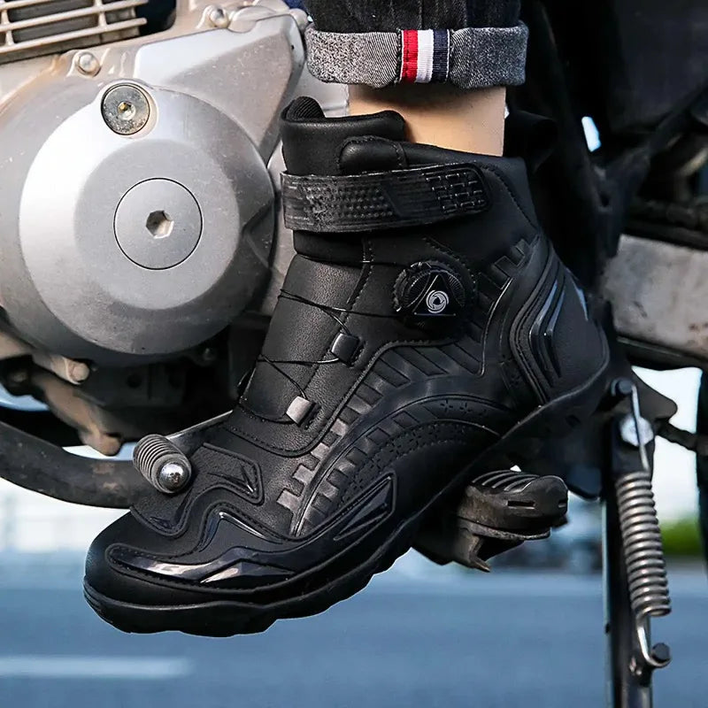 Men Motorcycle Boots Breathable Anti Slip Wear Resistant Ankle Support Motorbike Racing Riding Shoes for Outdoor Street Riding