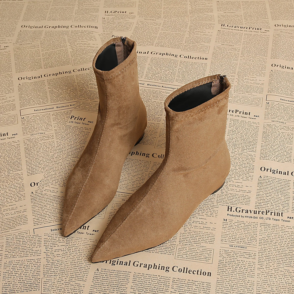 2025 Autumn Suede Warm Casual Women's Ankle Boots Comfortable and Elegant Pointed Toe Party Low Heel New Women's High Heels