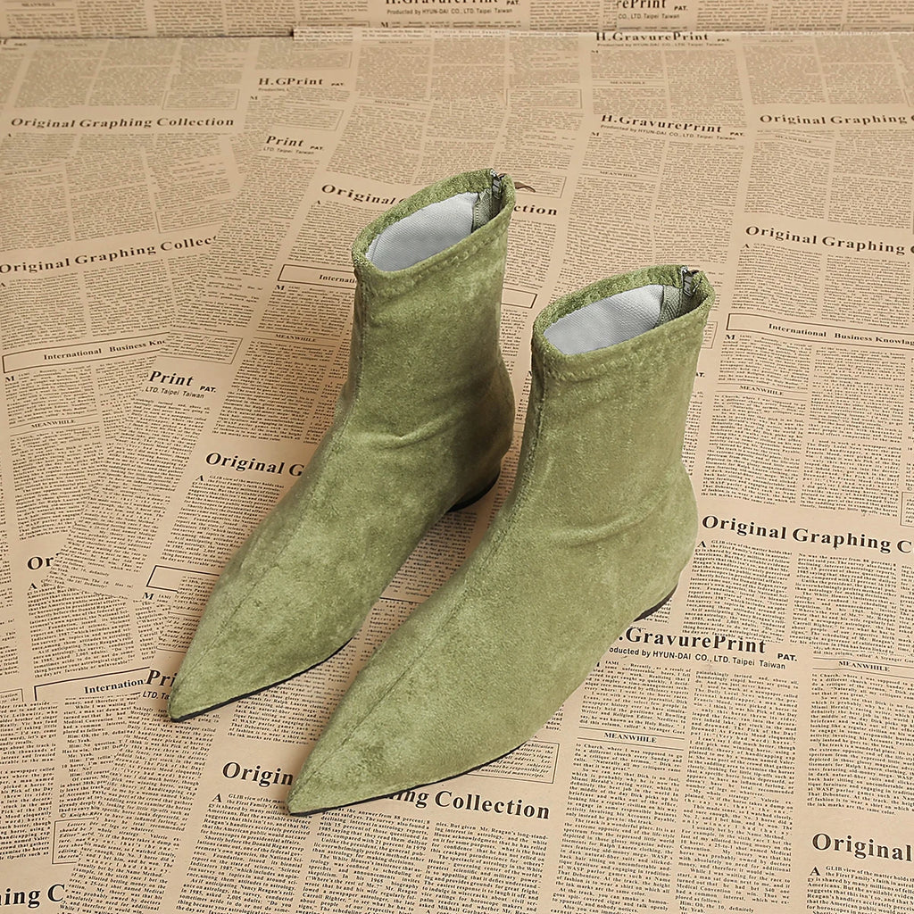 2025 Autumn Suede Warm Casual Women's Ankle Boots Comfortable and Elegant Pointed Toe Party Low Heel New Women's High Heels