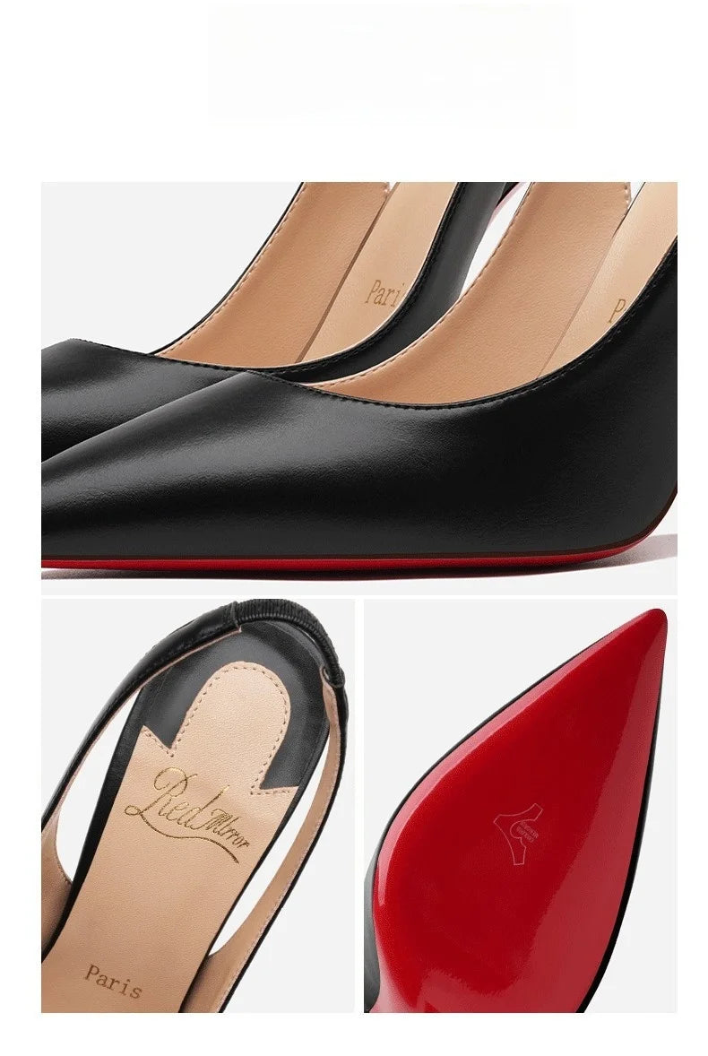 2025 Summer Woman Sandals Black Pointed toe Hollow Women's Sandals Elegant Woman Heels Luxury Designer High Quality Ladies Shoes