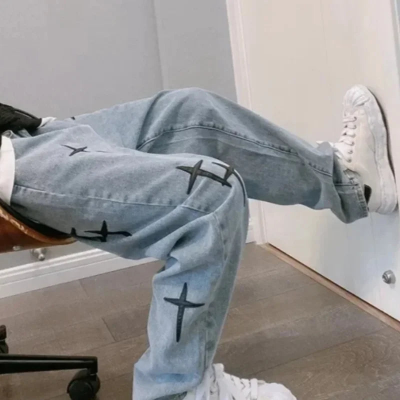 Jeans Men Wide Leg Cargo Pants Streetwear Baggy Men Korean Fashion Loose Straight Male Clothing Y2K Hip Hop Style Male Trousers