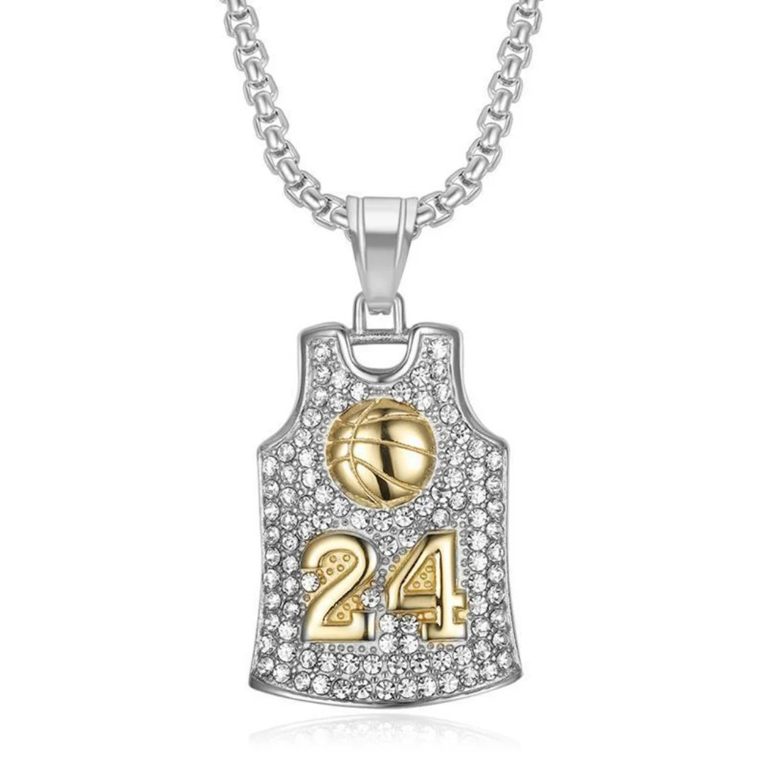 Hip Hop Iced Out Bling Basketball Basket Pendant Stainless Steel Cubic Zirconia Fans Sports Necklace for Women Men Jewelry Gift