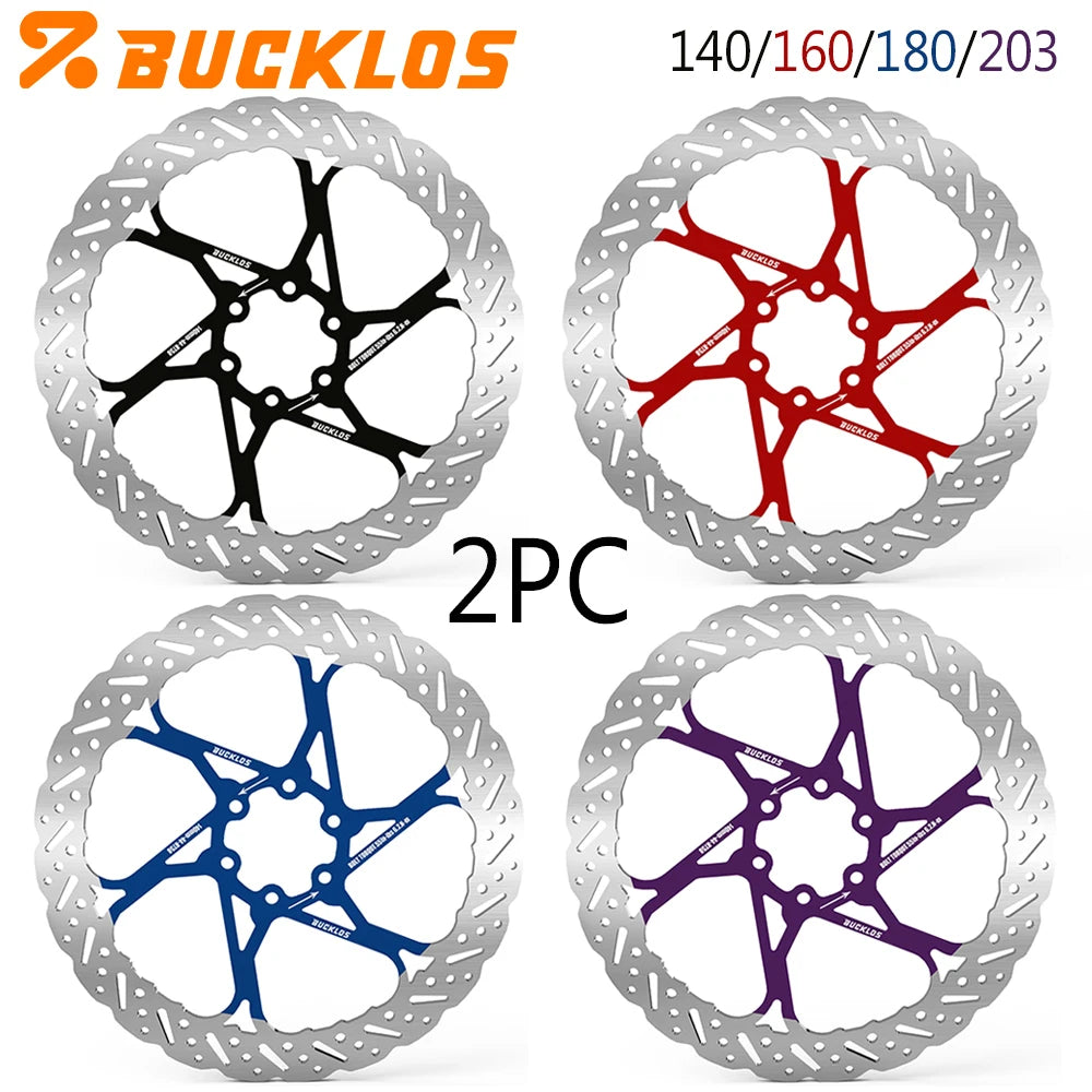 BUCKLOS 2PC Bicycle Rotor Bike Brake Discs 160mm 140mm 180mm 203mm Brake Discs Heat Dissipation Hydraulic Disc Brakes Rotor