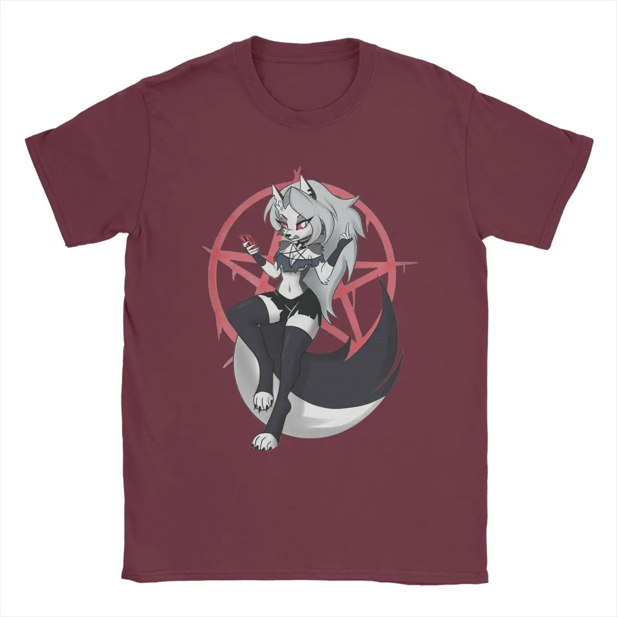 Men T-Shirts Cute Loona Funny Cotton Tee Shirt Short Sleeve Cartoon Helluva-Boss T Shirt Crewneck Clothes Gift Idea