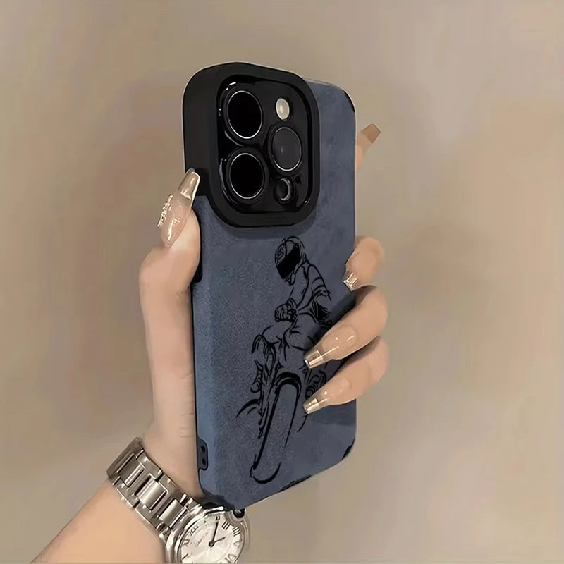 Cool Biker Phone Case For iPhone 17 AIR Pro Max 16E 15Plus 14 13 Mini 12 11 AIR XS XR XS Motorcycle Rider Style Cover