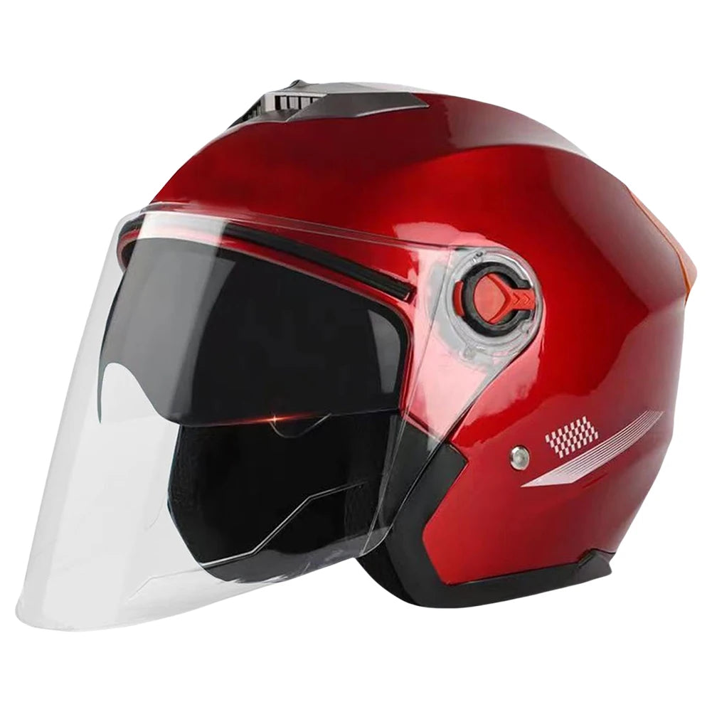 Open Face Motorcycle Helmet with Sun Visor Adult Motorcycle Helmet All Year Use Adults Semi-Open Helmet Woman Men Moto Equipment