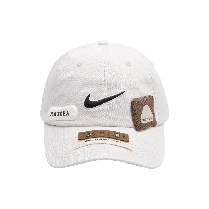 Nike Baseball Cap Castle, High Street, Trendy, Versatile, Minimalist, Acetate Fiber, Duckbill Cap, Unisex, White, FB5369-072