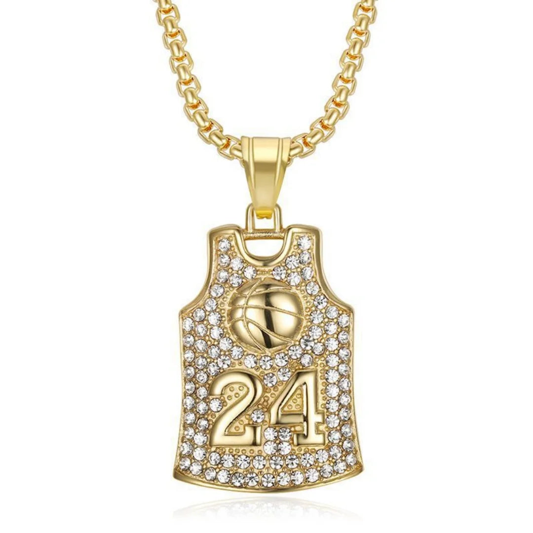 Hip Hop Iced Out Bling Basketball Basket Pendant Stainless Steel Cubic Zirconia Fans Sports Necklace for Women Men Jewelry Gift