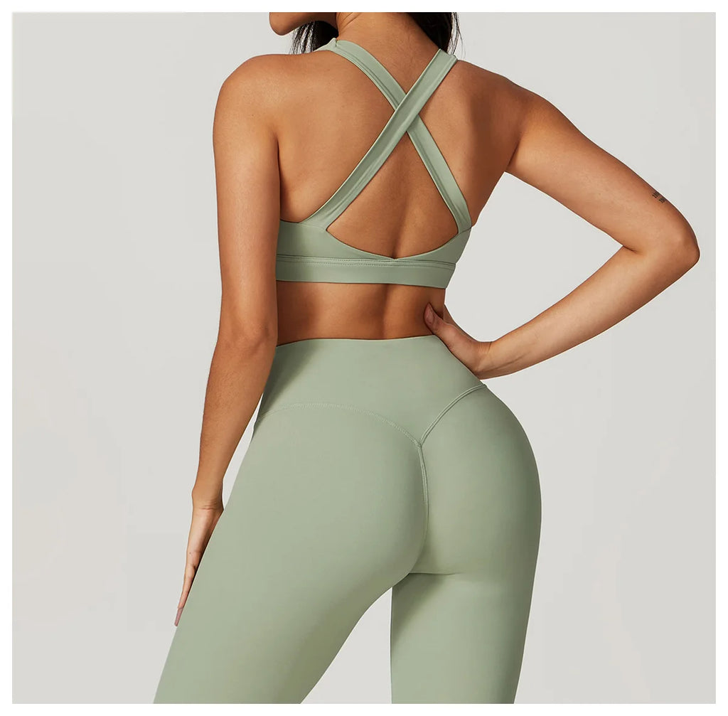 Women's Tracksuit 2PCS Fitness Suit Yoga Sets Sportswear Workout Sports Bra High Waist Leggings Gym Clothing Push Up Sports Suit
