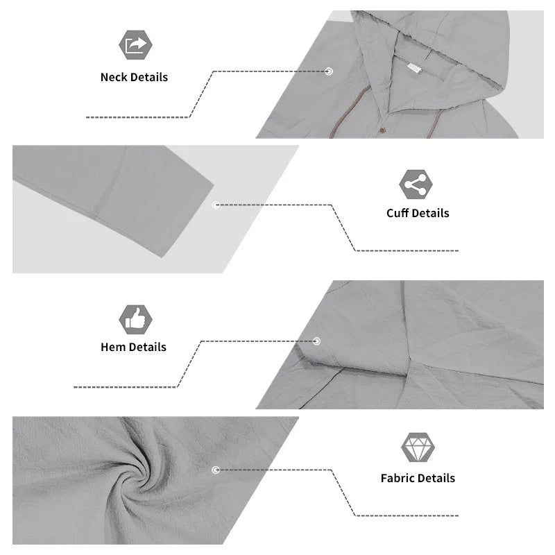Men's Linen Long-Sleeved Shirt And Pants Set Breathable Outdoor Leisure Hiking Beach Sports Clothing for Spring Summer Autumn