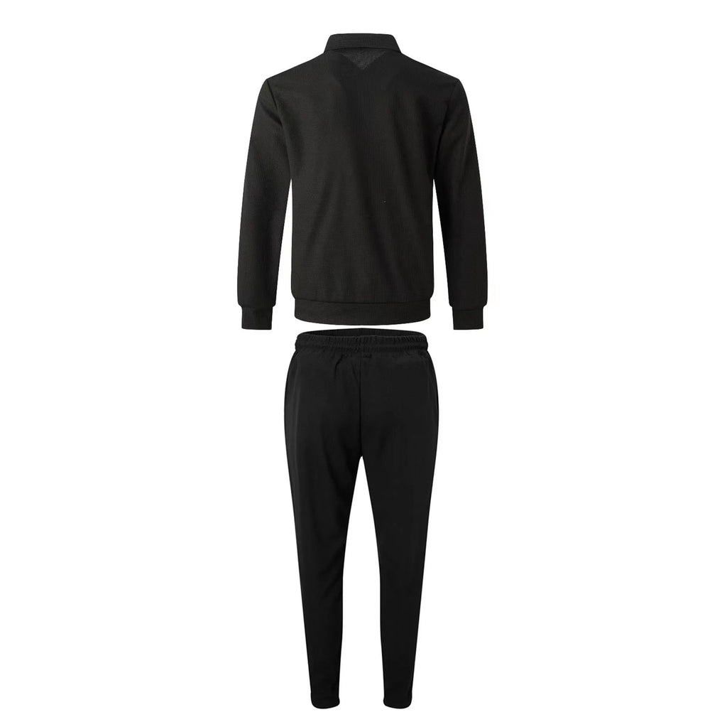 The new 2025 spring and autumn sports men's youth popular solid color jacket jacket trousers two leisure sports suit