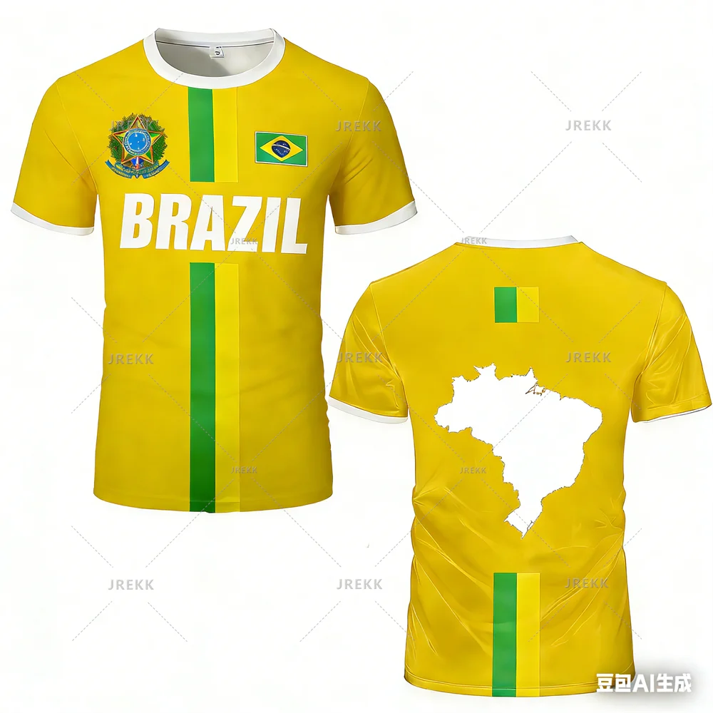 2026 New Design Football Jersey Training Top Brazil Flag Stripe Maillot Football Jersey Outdoor Quick-drying Sports Tee T-shirts
