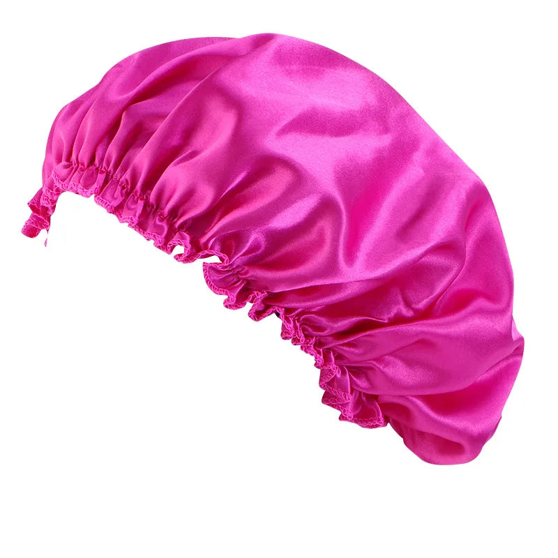 Women Solid Satin Sleeping Night Caps Elastic Band Hair Care Bonnets Used To Hair Care