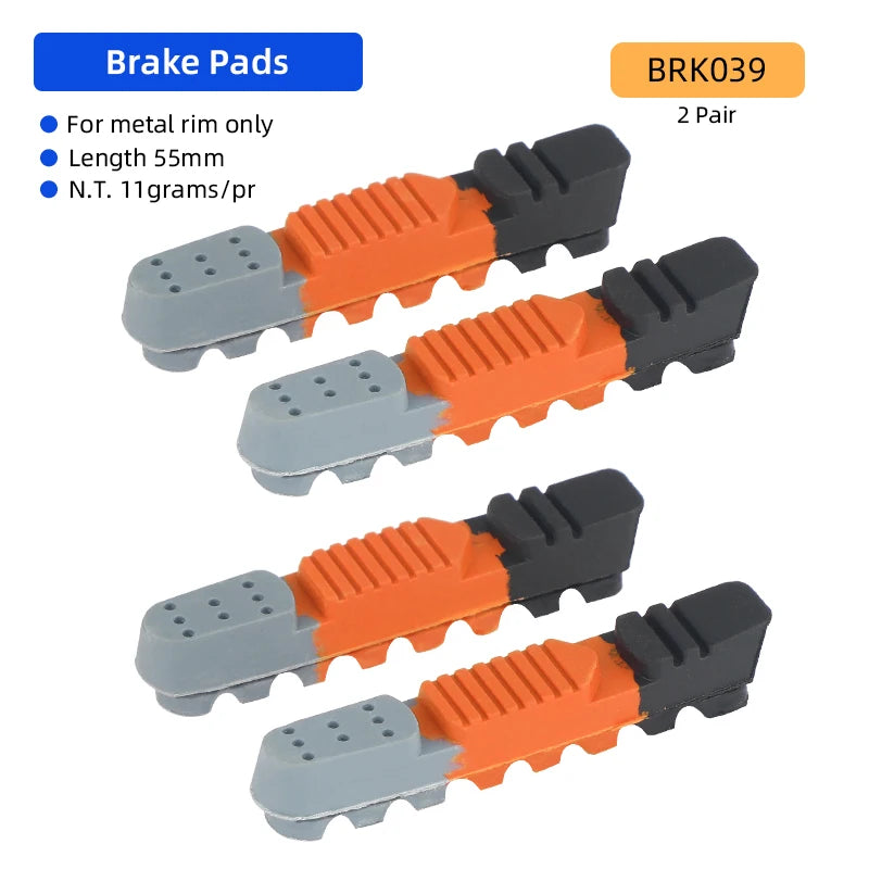 Bicycle Pads W/ 55mm Rubber Brake Inserts for Road Bmx C/V-Brake Alloy Steel Rim Caliper All Weather Use Low Wear Braking Blocks