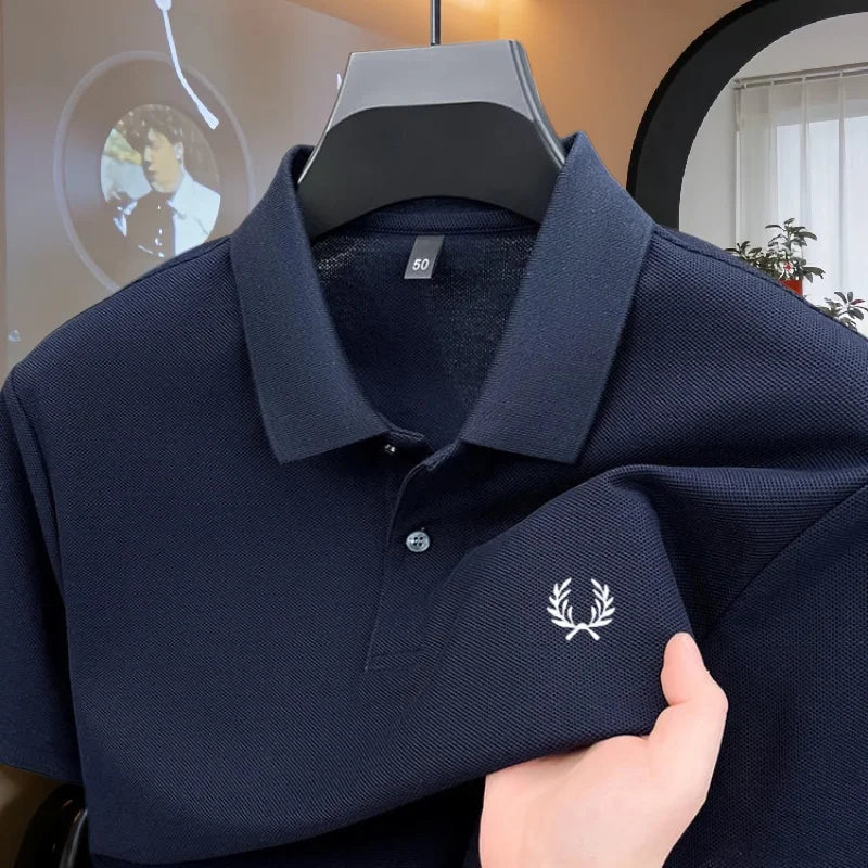 100% pure cotton 2026high-end brand men's short sleeve polo shirt summer fashion luxury wheat embroidery golf top casual T-shirt