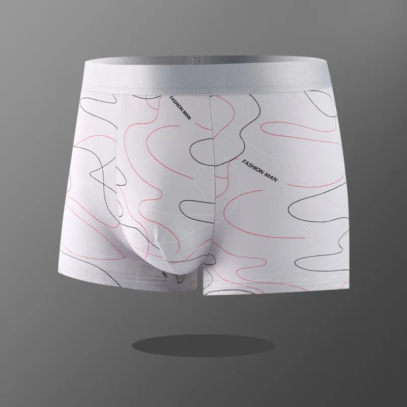 Underwear Man 2025 briefs mid-waist geometric print underpants solid cotton comfortable men's boxer briefs cheap clothing
