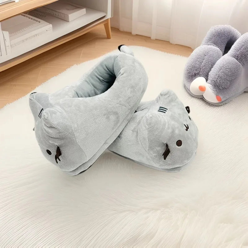 Cute Slippers Cartoon Cat Slippers Indoor Home Warmth Fall & Winter Plush Cotton Shoes Cotton Slippers for Men