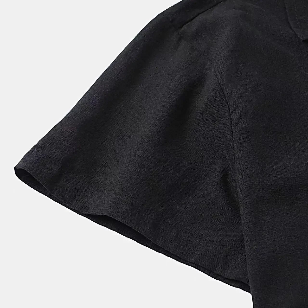 Summer Solid Cotton and Linen Suit Men'SSolid Color Fashion Lapel Short-sleeved Shirt Shorts Two-Piece Set S-3xl