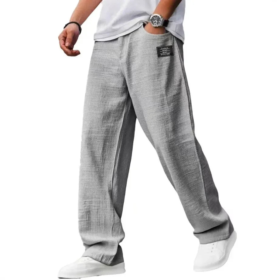 2026 Vintage Men's Loose Straight Pants Casual Breathable Badge Streetwear Trousers Fashion Daily Sports Jogger Pants For Men