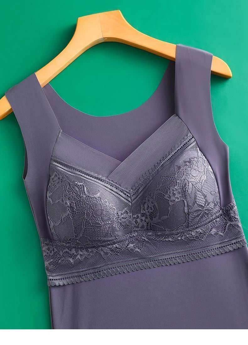 2pcs Woman Thermal Underwear Thermo Lingerie Winter Soft Warm Top Wear Thermo Vest  Undershirt Intimate Lace with Bra Padded