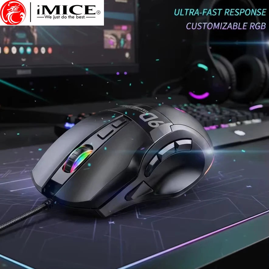 RGB Light Wired Gaming Mouse,Multi-Keys,9 Buttons,DPI Adjustable Ergonomic Design Programmable Mouse For Laptop PC Computer