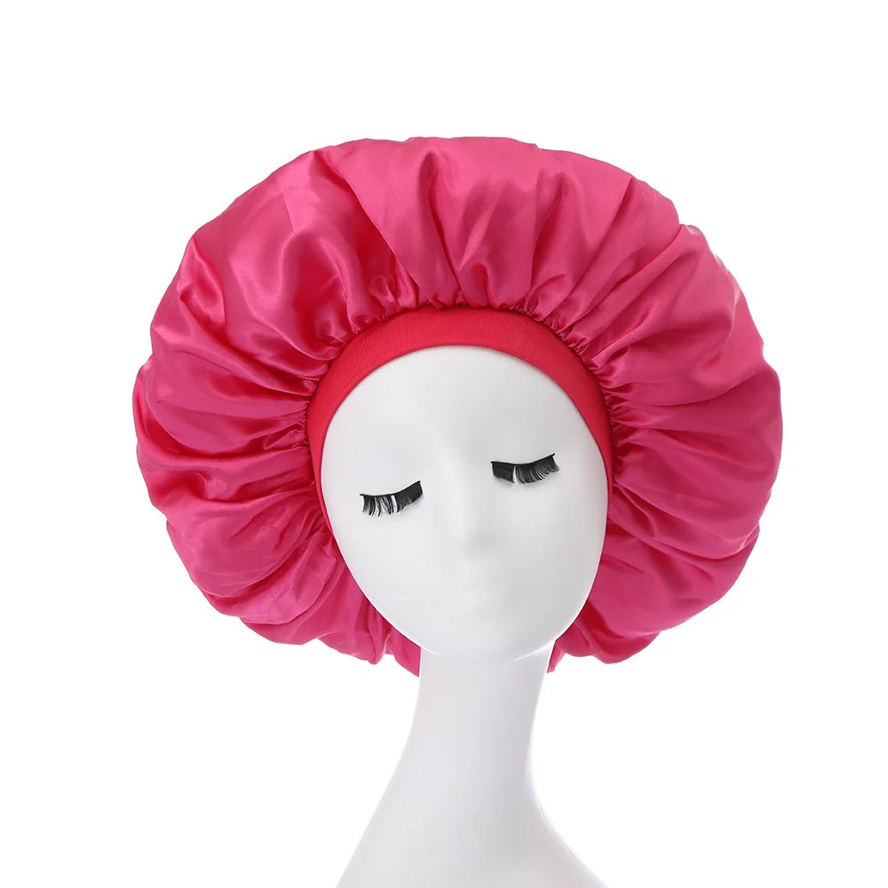 Large Bonnet Women Big Size Satin Bonnet Sleeping Night Women Cap Bonnet Hat Satin Cheveux Nuit Silk Bonnets for Women