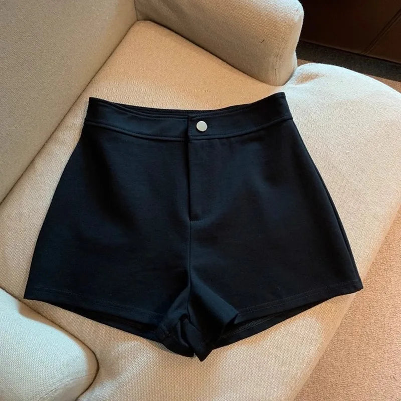 2026 Women's Summer Black Shorts, Thin Breathable High Waist Slim-fit A-line Stretchy Hot Pants for Y2K