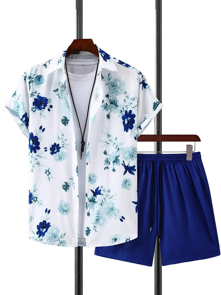Hawaiian Men's Short Sleeve Shirt And Beach Shorts Set Beach Party Men's Shorts Summer Vacation Fashion Men's Casual Shirt