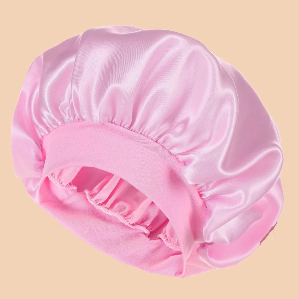 Satin Bonnet Silk Hair Bonnet for Sleeping, Soft Elastic Wide Band Sleep Cap for Curly Hair, Women Hair Care Night Head Cover