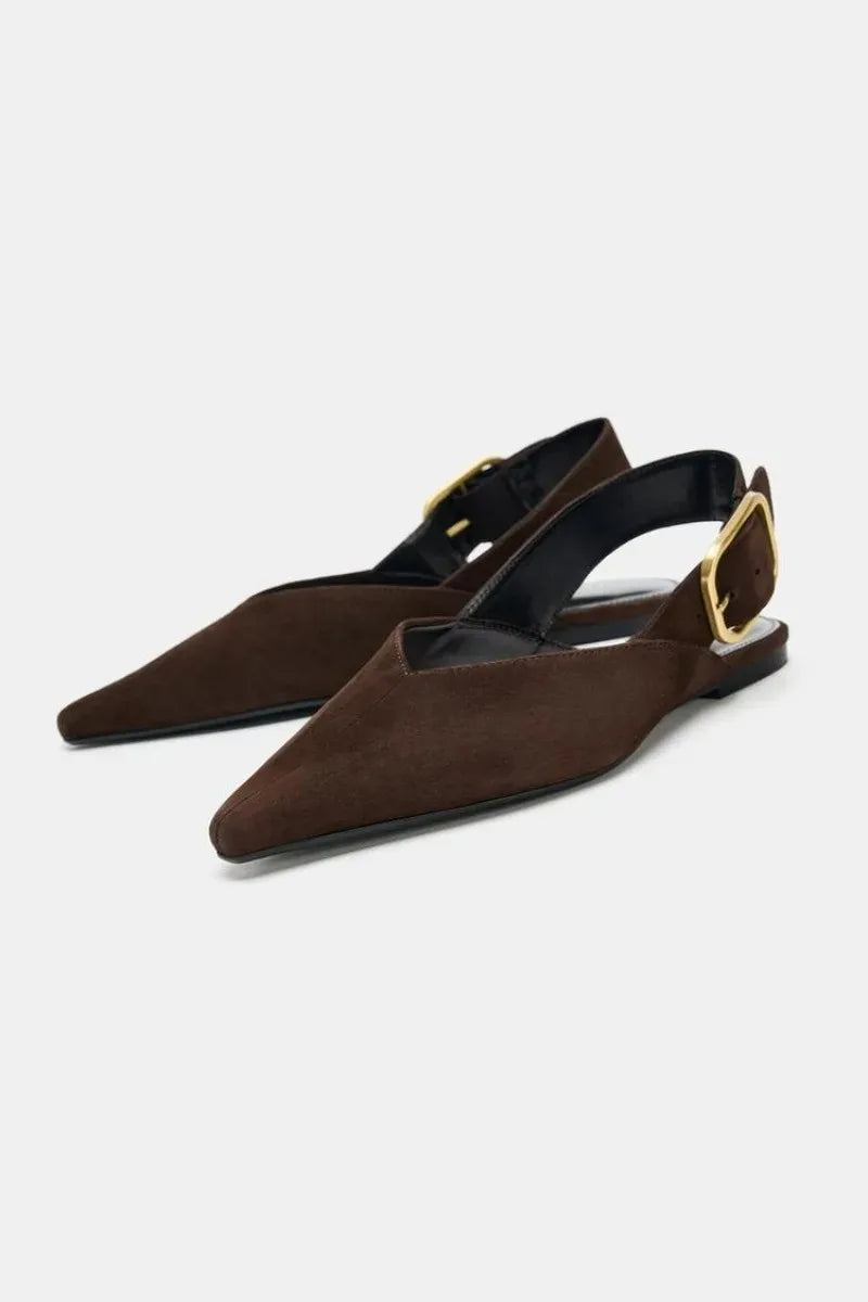 Retro Women's Shoes Fashion Pointed Tip Flat Sandals for Woman Elegant French Casual Shoes Luxury Designer Shoes Sandalias Mujer