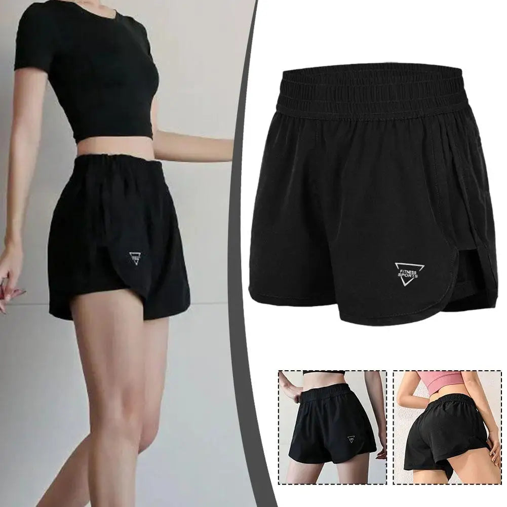 New Gym Sport Shorts Casual Outdoor Running Quick Dry Pants High Short Waist Two Training Pieces Elastic Women Shorts Short J7J7