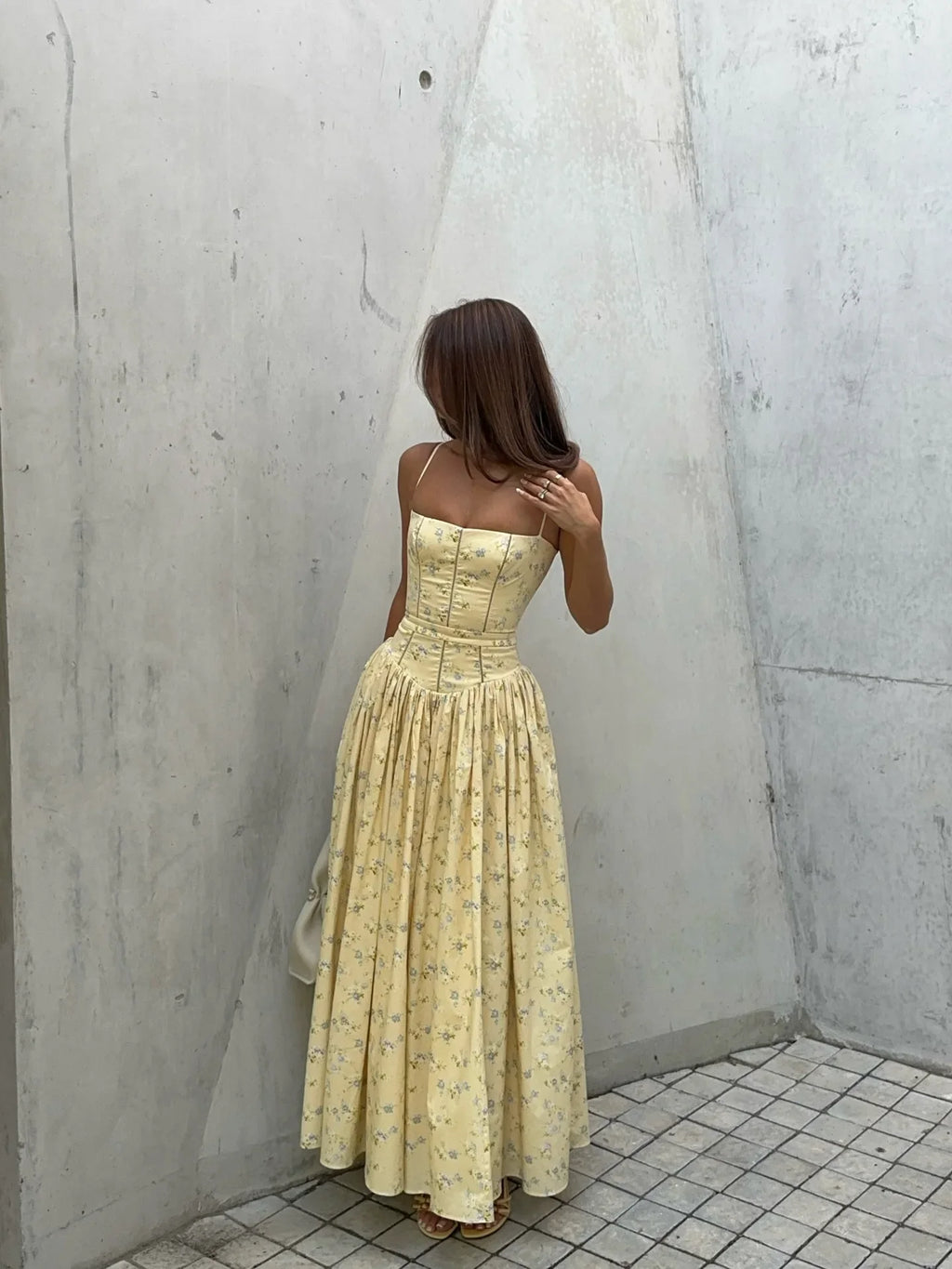 Oligai Summer Floral Print Spaghetti Strap Midi Dress Women Party Dress Elegant Vintage Holiday Beach Wear Dress