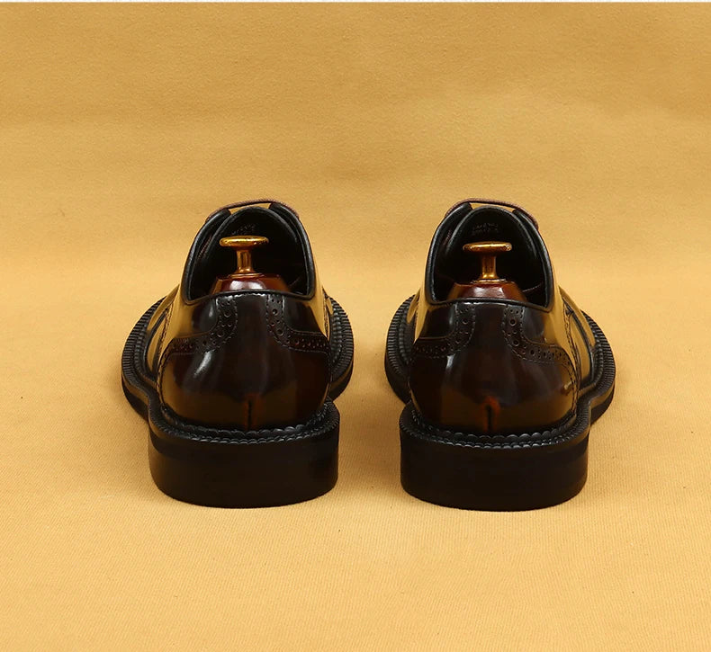Big-headed leather shoes men's carved 2024 new wide-footed high-quality British limelight cowhide business casual men's shoes