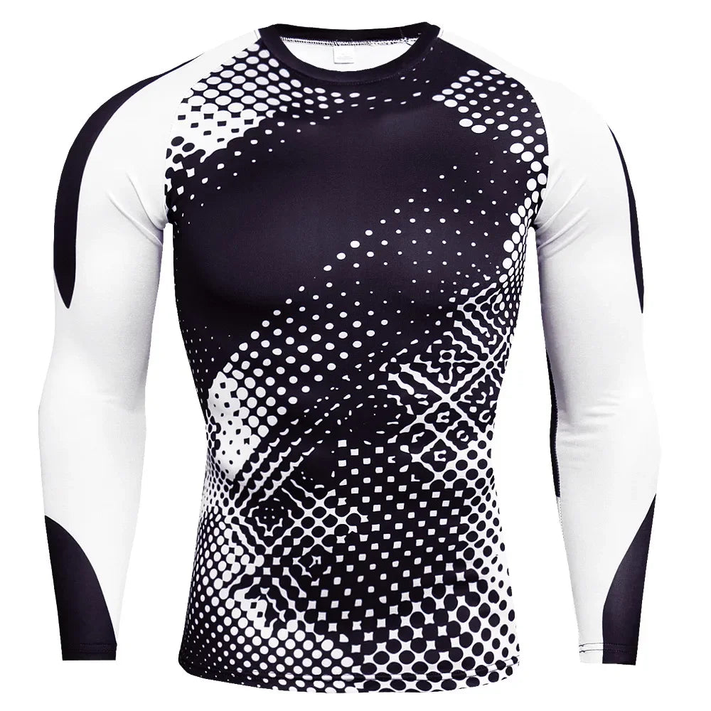 T-Shirts for Men Fashion 3D Geometric Print Casual Sports O-Neck Oversized T-Shirt Tops Loose Gym Long Sleeve T-Shirt Clothing