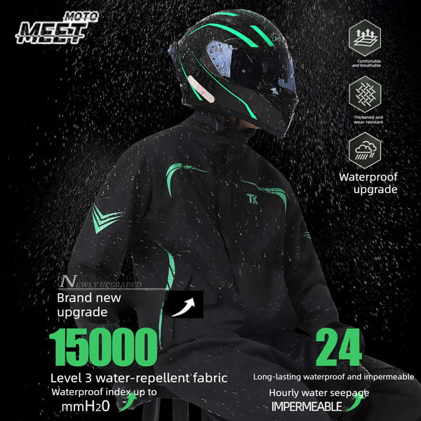 1 set Men's Motorcycle Riding Suit Raincoat Set Full Body Waterproof Outdoor Wear Adult Separate Delivery Rider Special Use