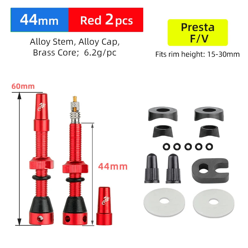 Deemount Bicycle Tubeless Carbon Rim Presta Valves 44/60/80mm F/V Brass Core CNC Machined Anodized W/Tool