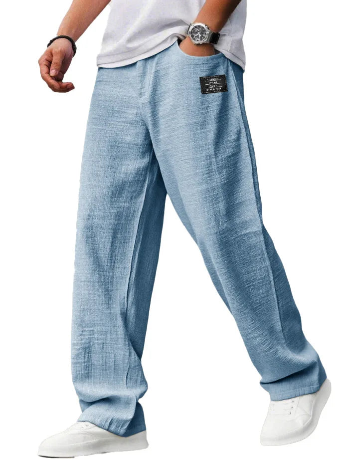 2026 Vintage Men's Loose Straight Pants Casual Breathable Badge Streetwear Trousers Fashion Daily Sports Jogger Pants For Men