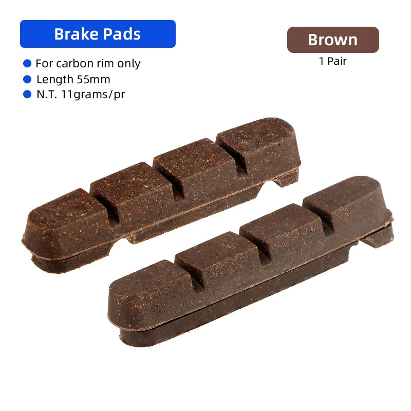 Deemount Carbon Rim Brake Pads Cork Compound Road Bike Caliper Braking Inserts for Carbon Wheel Low Rim Wear All Weather Use