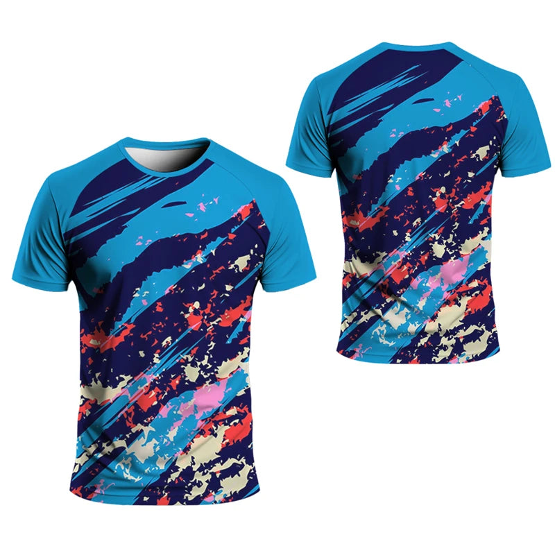 Simple Striped Graphic Sports T Shirts For Men Summer Fashion Short Sleeve 3D Printed Fitness T-shirts Casual Oversized Tees