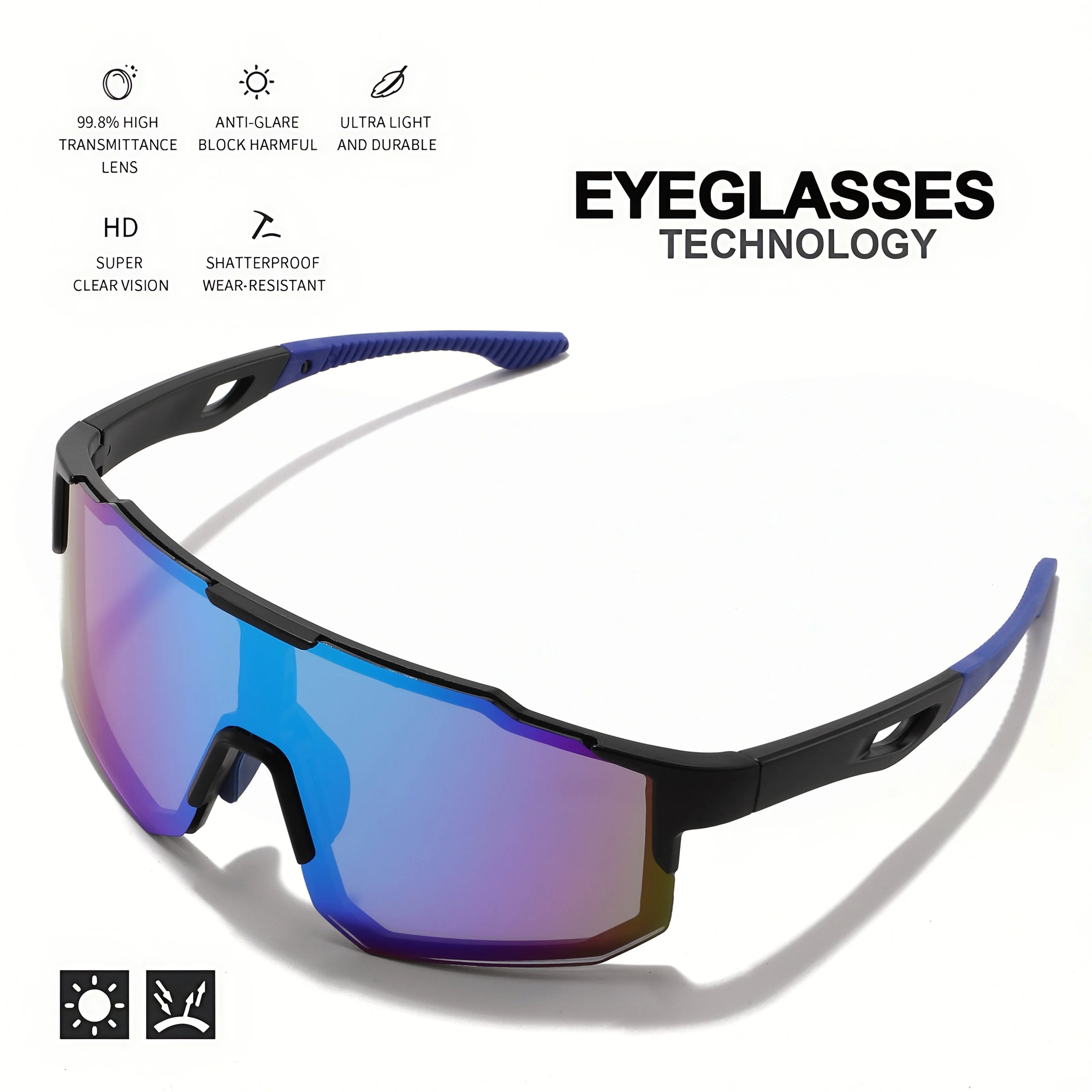 Unisex Oversized Colorful Sports Sunglasses UV400 Wraparound Design for Cycling Hiking Outdoor Activities Comfort Fit